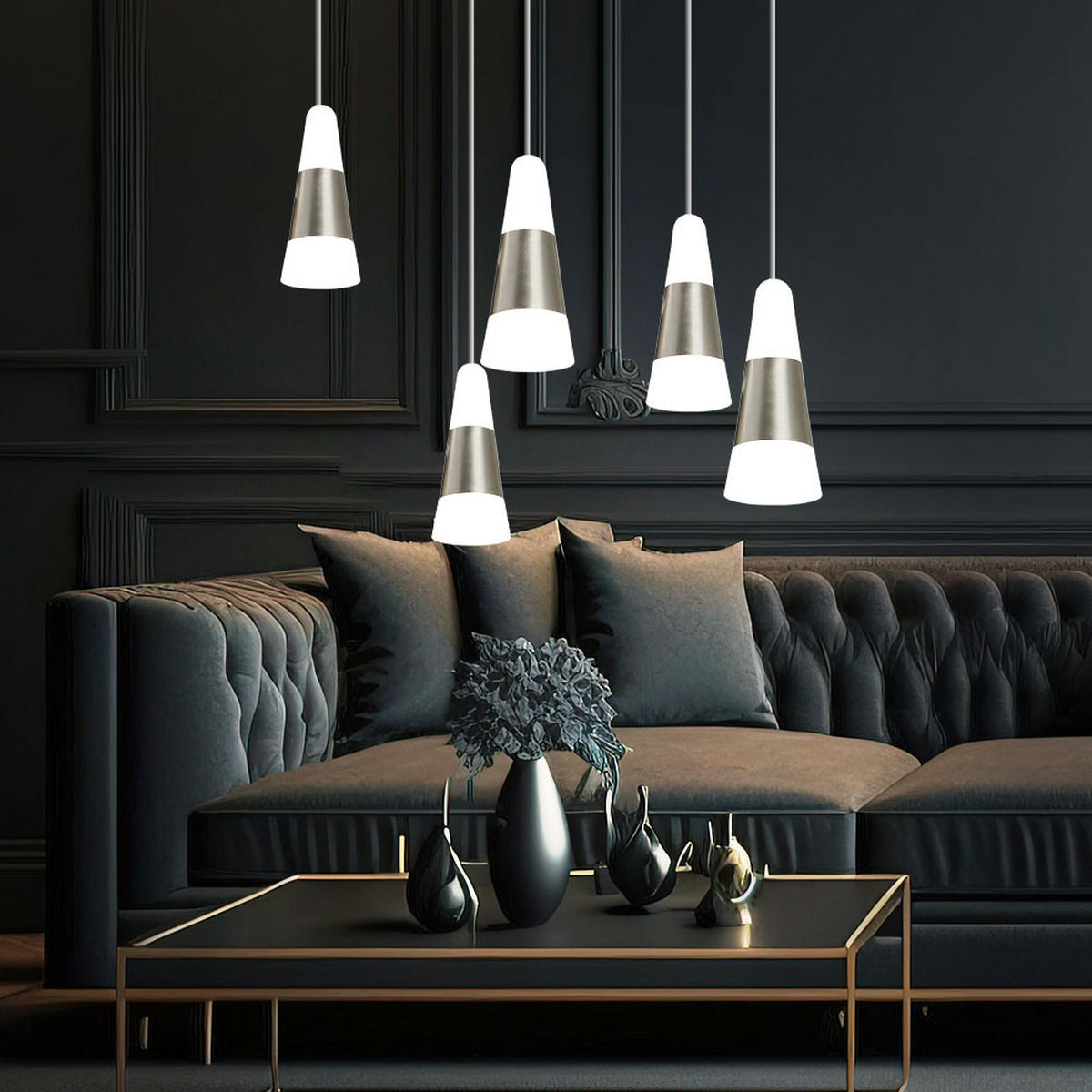 LED HÄNGELEUCHTE FRISO Metall Silber - Silberfarben, Metall (30/30/100cm) - Globo Lighting