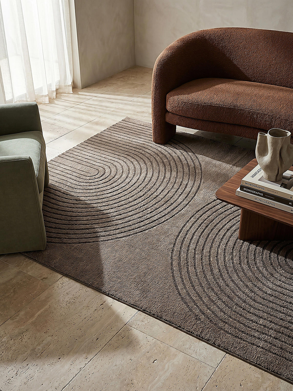 KURZFLORTEPPICH Geometrisch MUOTA Polypropylen Braun 240 x 340 cm - Braun, Textil (240/340cm) - KADIMA DESIGN