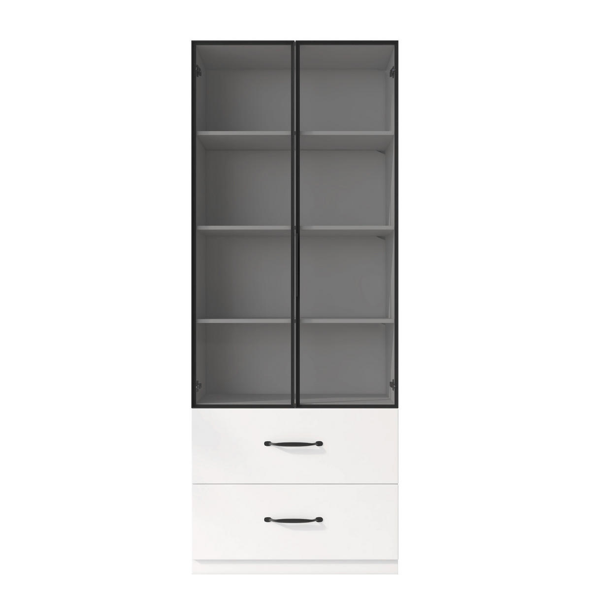 HIGHBOARD 60/40/160 cm in Weiß mit LED-Beleuchtung und 2 Schubladen - Weiß, Holzwerkstoff (60/160/40cm) - Flora Grace