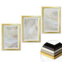 WANDBILDER 3er Set - 20x30 cm Goldrahmen - Abstrakter Pinselhintergrund - Goldfarben, Kunststoff (20/30cm) - ArtPrintCave