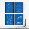 POSTER Set mit 4 Blau Basketball Patent A4 Rahmenlos - Klar, Papier (29.7/3cm) - Nacnic