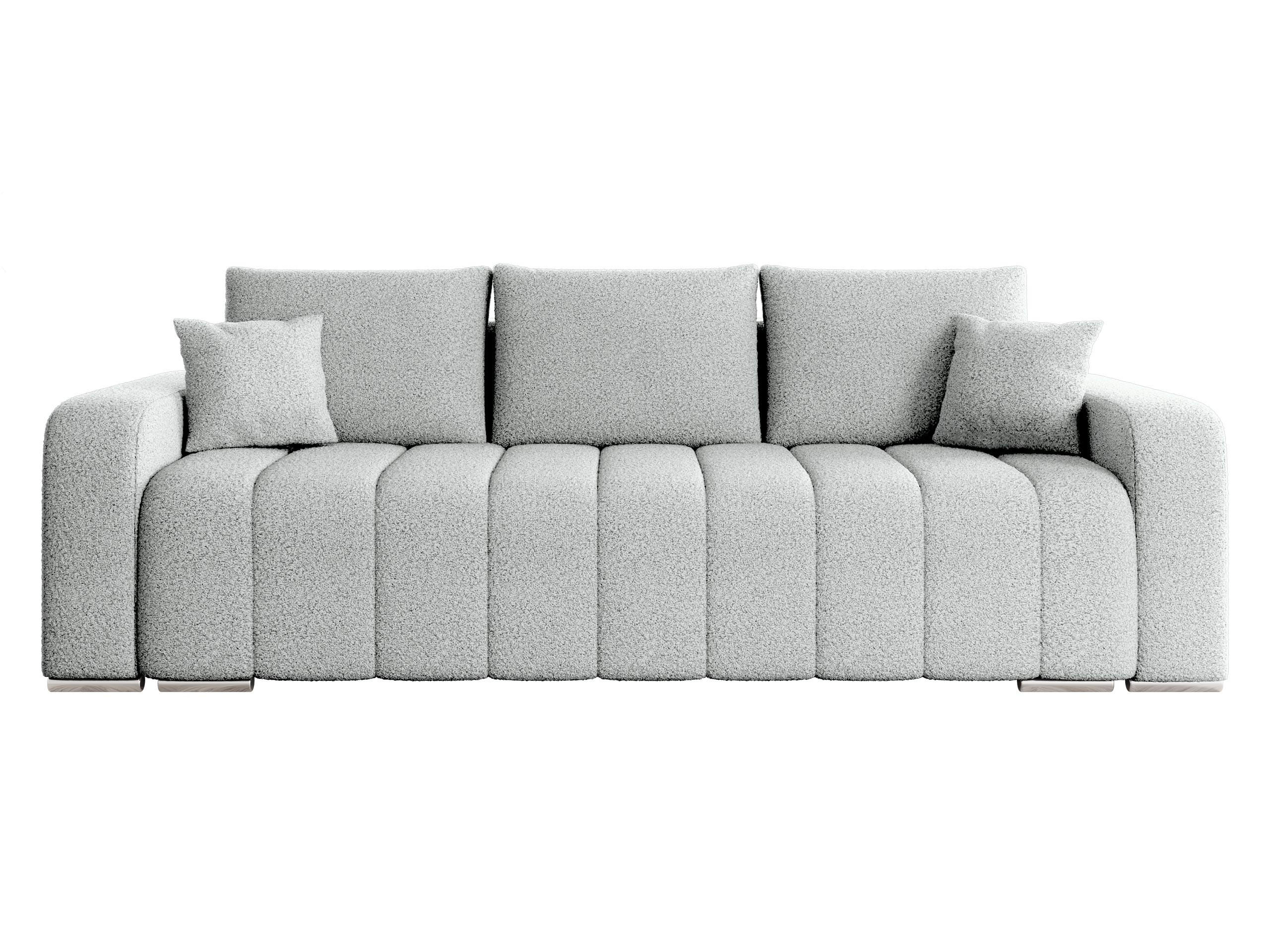 SCHLAFSOFA Pufetto Boucle - Silberfarben/Hellgrau, Holz/Textil (244/86/90cm) - MIRJAN24