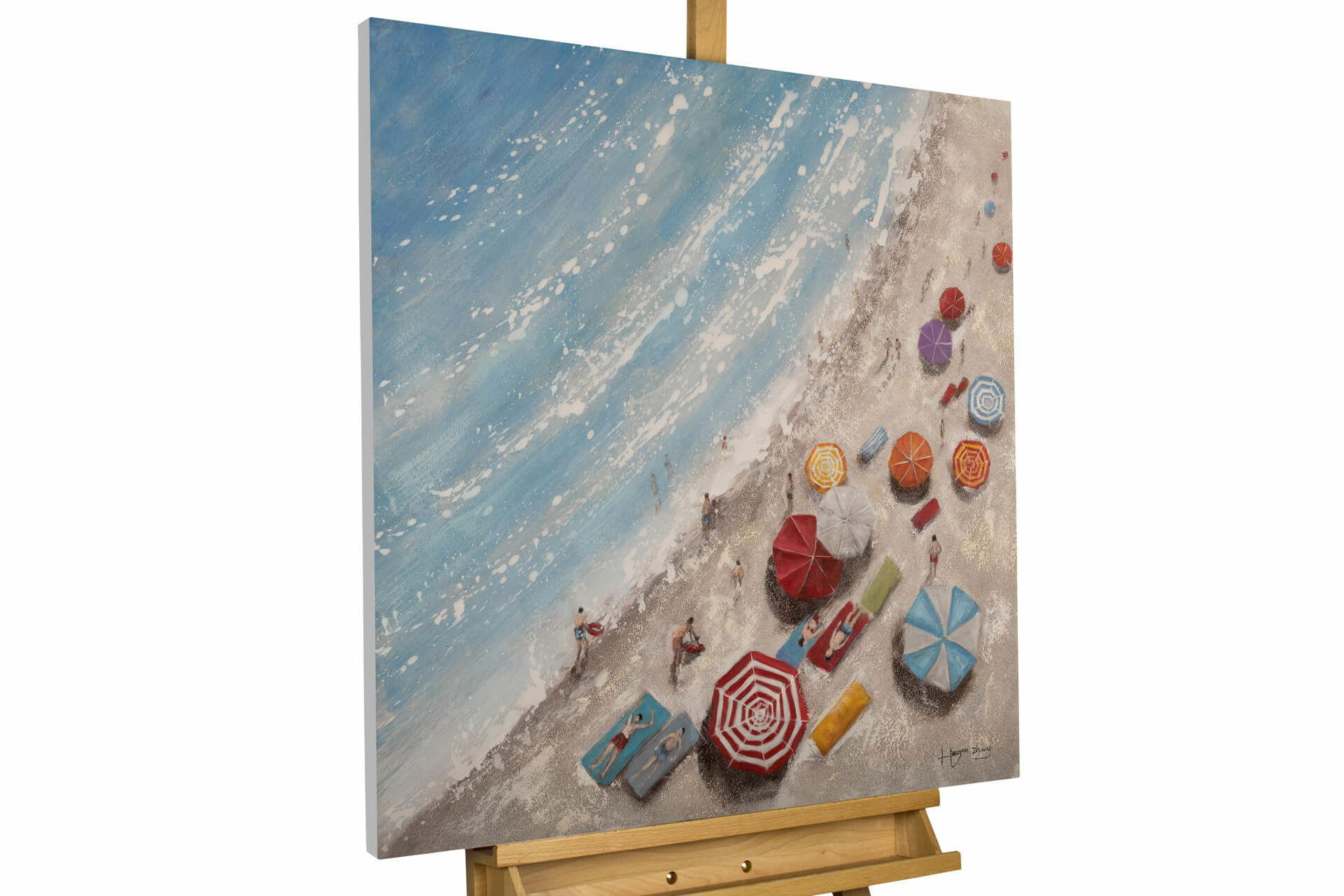 ACRYLBILD HANDGEMALT 80/80 cm - Blau/Multicolor, Holz/Textil (1.7/80cm) - KUNSTLOFT