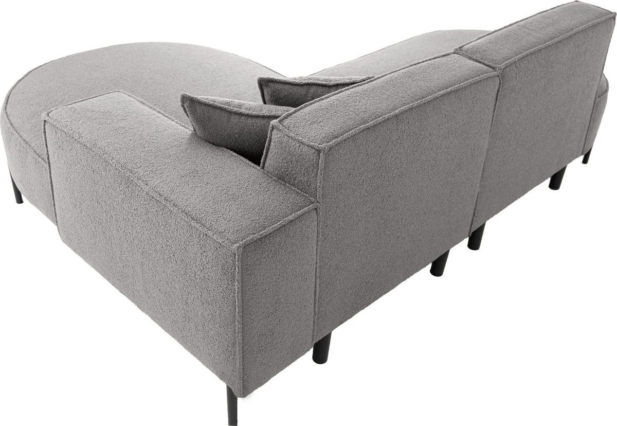 ECKSOFA Hana Loft 3-Sitzer Ecke Rechts, Boucle, Hellgrau 241/80/168 cm - Hellgrau/Schwarz, Textil/Metall (241/168cm) - WFL GROUP