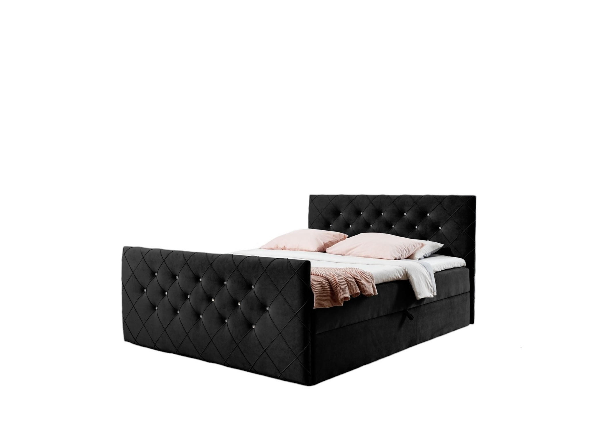 BOXBETT Eivor In überlänge - Schwarz, Holzwerkstoff/Textil (200/220cm) - Fun Möbel