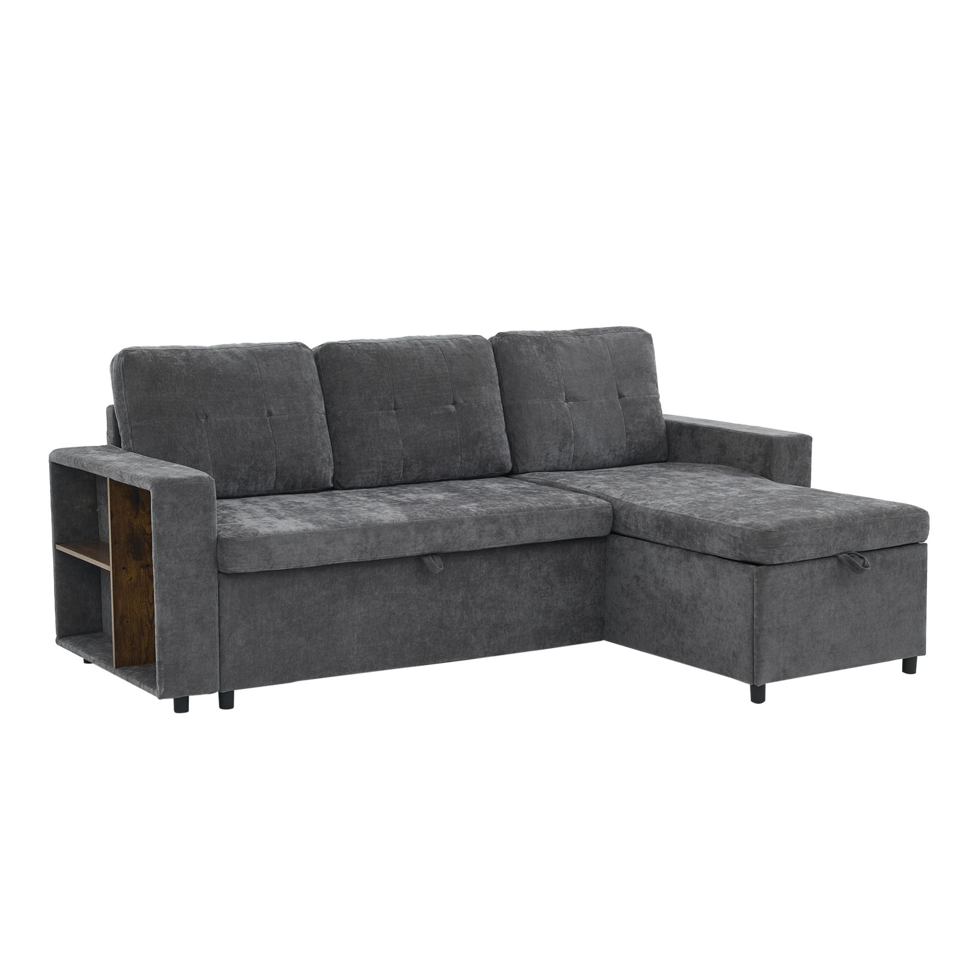 ECKSOFA 202/136/85 cm grau aus Chenille mit Stauraum - Grau, Textil (136/202cm) - OKWISH