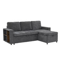 ECKSOFA 202/136/85 cm grau aus Chenille mit Stauraum - Grau, Textil (136/202cm) - OKWISH