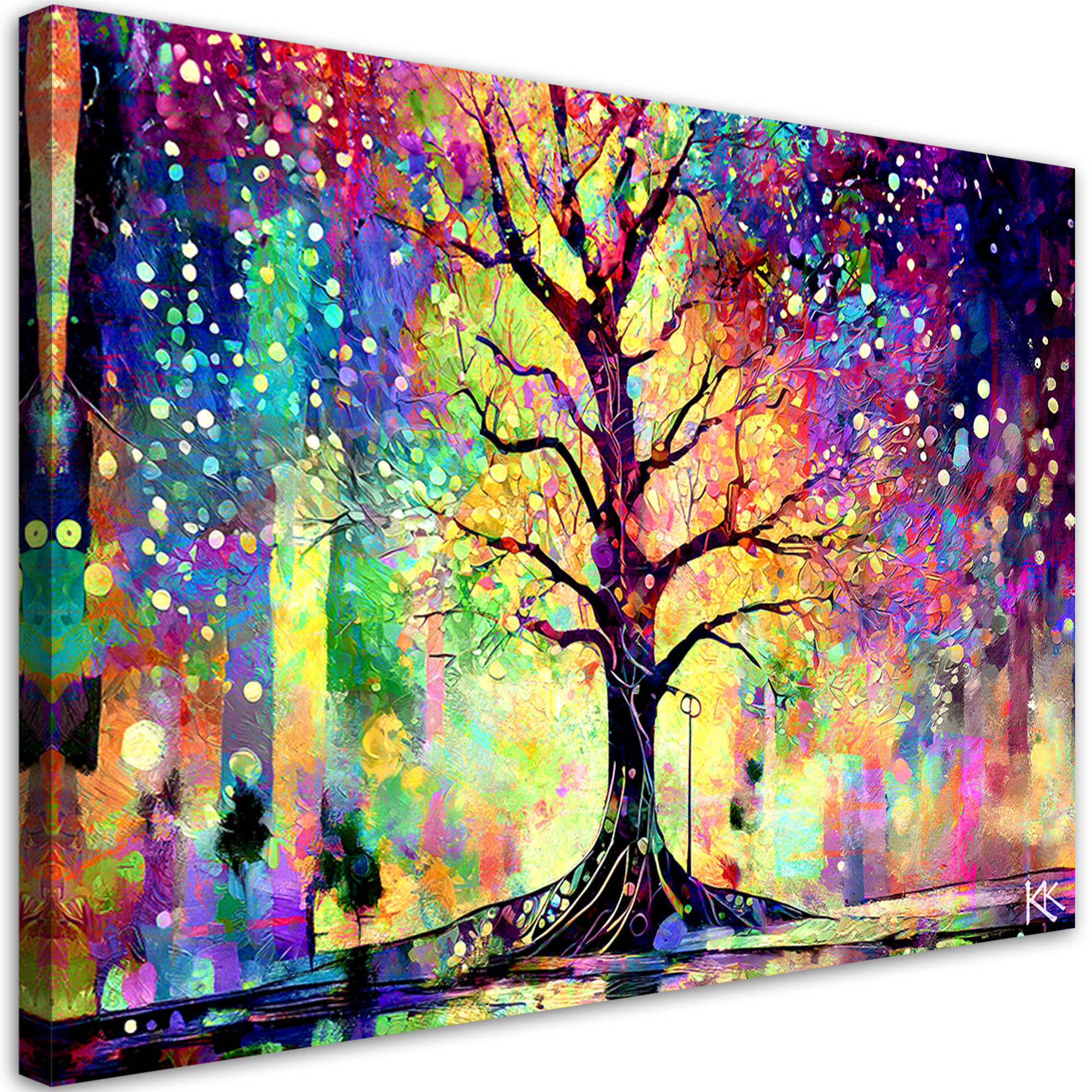 LEINWANDBILD Farbenfroher Baum 100x70cm - Multicolor, Textil (100/70cm) - Feeby