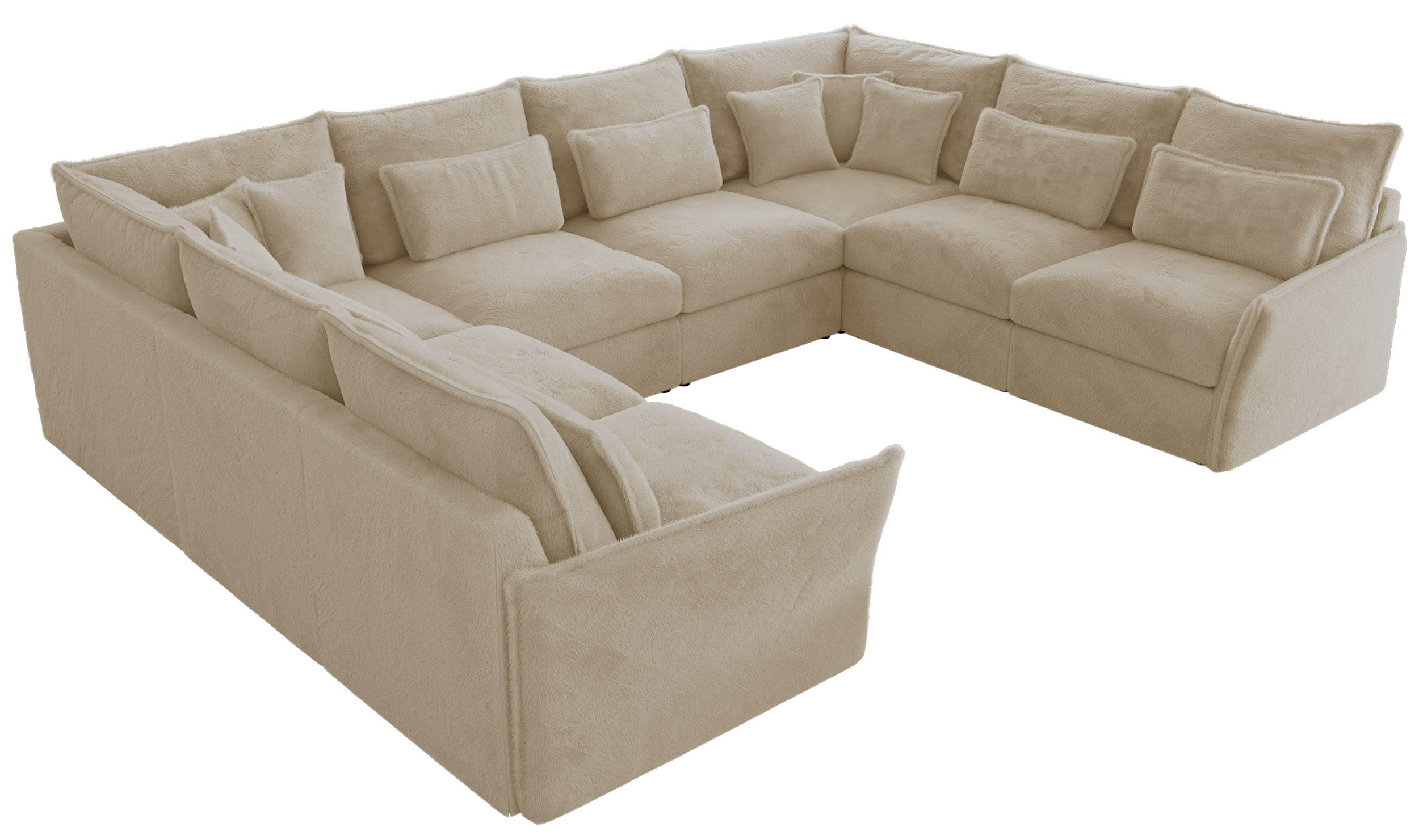 WOHNLANDSCHAFT VERSO U 8M Creme Plüsch - Beige/Creme, Kunststoff/Textil (362/93/270cm) - MKS