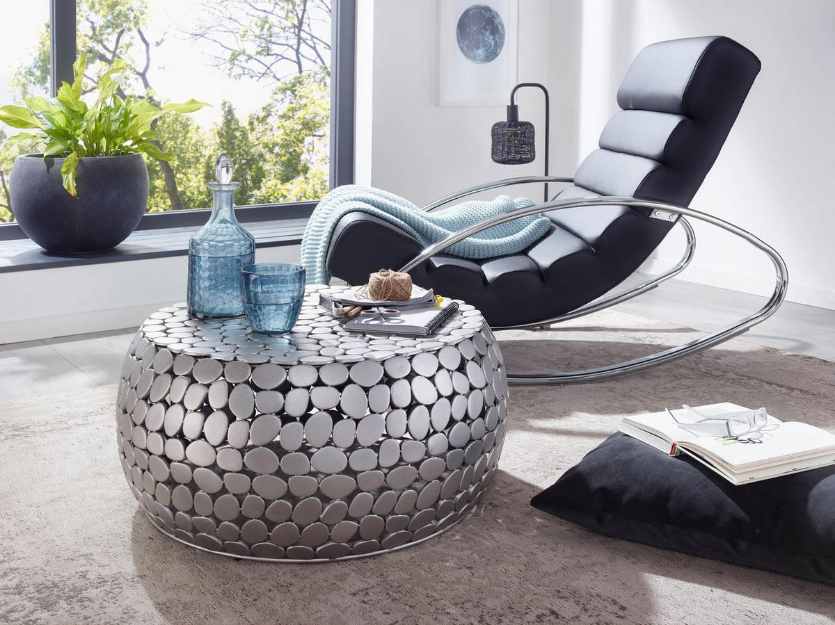 COUCHTISCH Aluminium Silber, Handgefertigtes Unikat, Stilvolles Design - Silberfarben, Metall (66/66/32cm) - KADIMA DESIGN