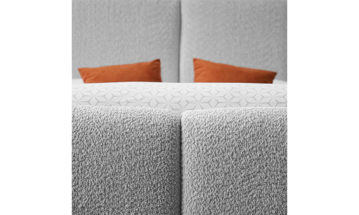 POLSTERBETT ELENA 140x200 cm Hellgrau (Anthology 15), 34 Holzlatten, Kopfteil 108 cm - Grau, Textil (140/200cm) - Lookway