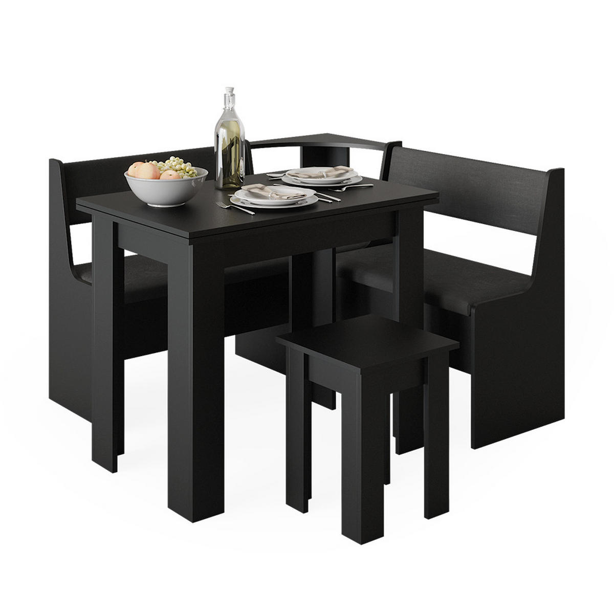 ESSZIMMER-ECKBANK Roman Schwarz 120 x 41.5 cm - Schwarz, Holzwerkstoff (120/80/120cm) - Vicco