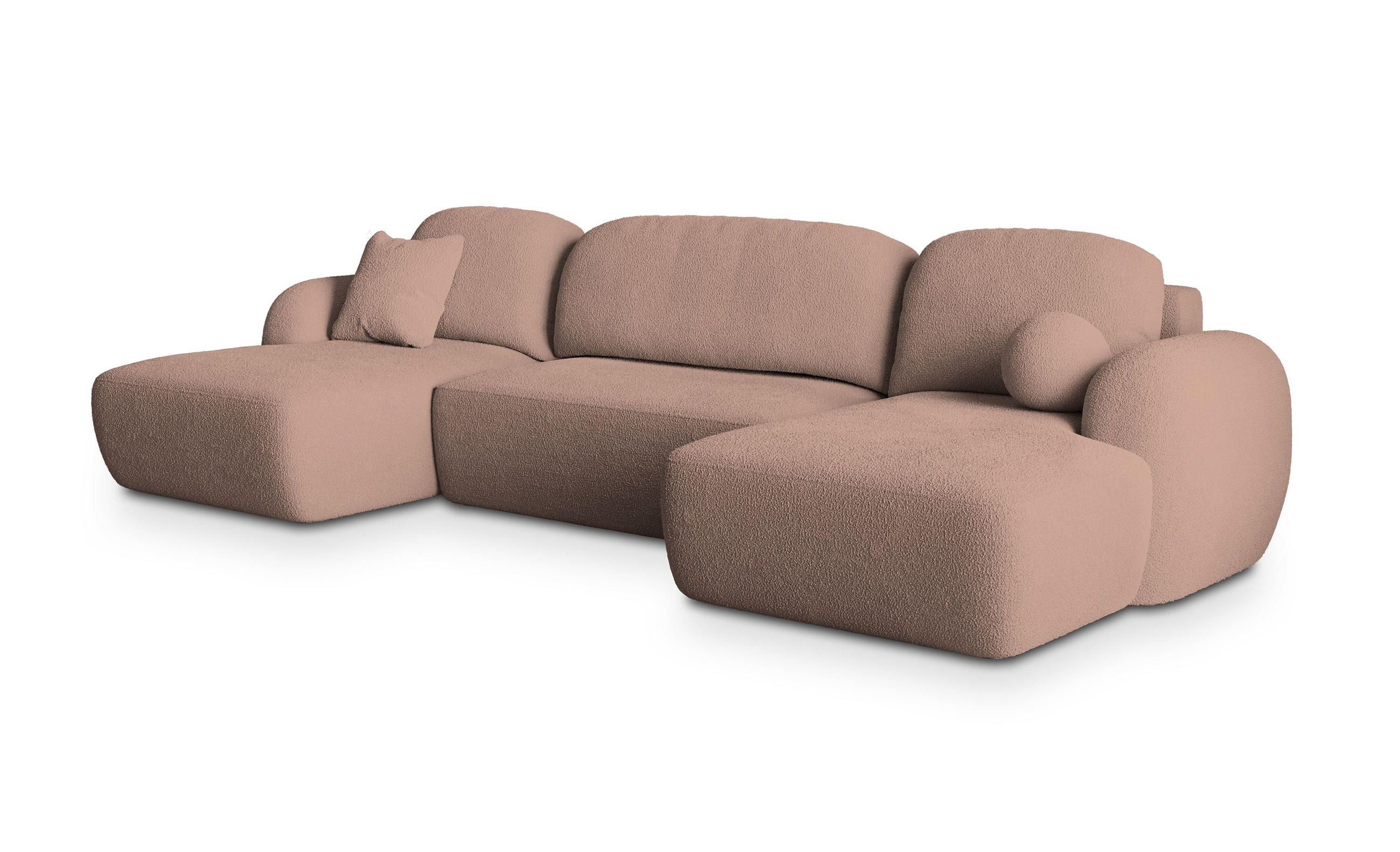 ROHOVÁ SEDAČKA SAVONA starorůžová - starorůžová/černá, dřevo/textil (320/148cm) - MASSENO