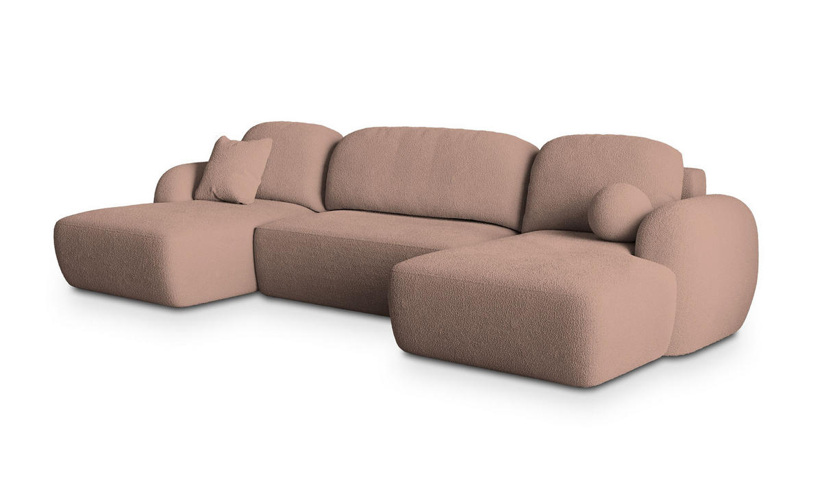 ROHOVÁ SEDAČKA SAVONA starorůžová - starorůžová/černá, dřevo/textil (320/148cm) - MASSENO