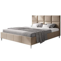 POLSTERBETT LUX Roma mit Kopfteil, 160 x 200 cm, Doppelbett mit Lattenrost aus Holz, Velourstoff Braun, Füße in Farbe: Weiß - Braun, Holz/Textil (160/200cm) - Alpi-Möbel