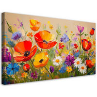 LEINWANDBILD Bunte Mohnblumen auf der Wiese - Multicolor, Textil (80/40cm) - Feeby