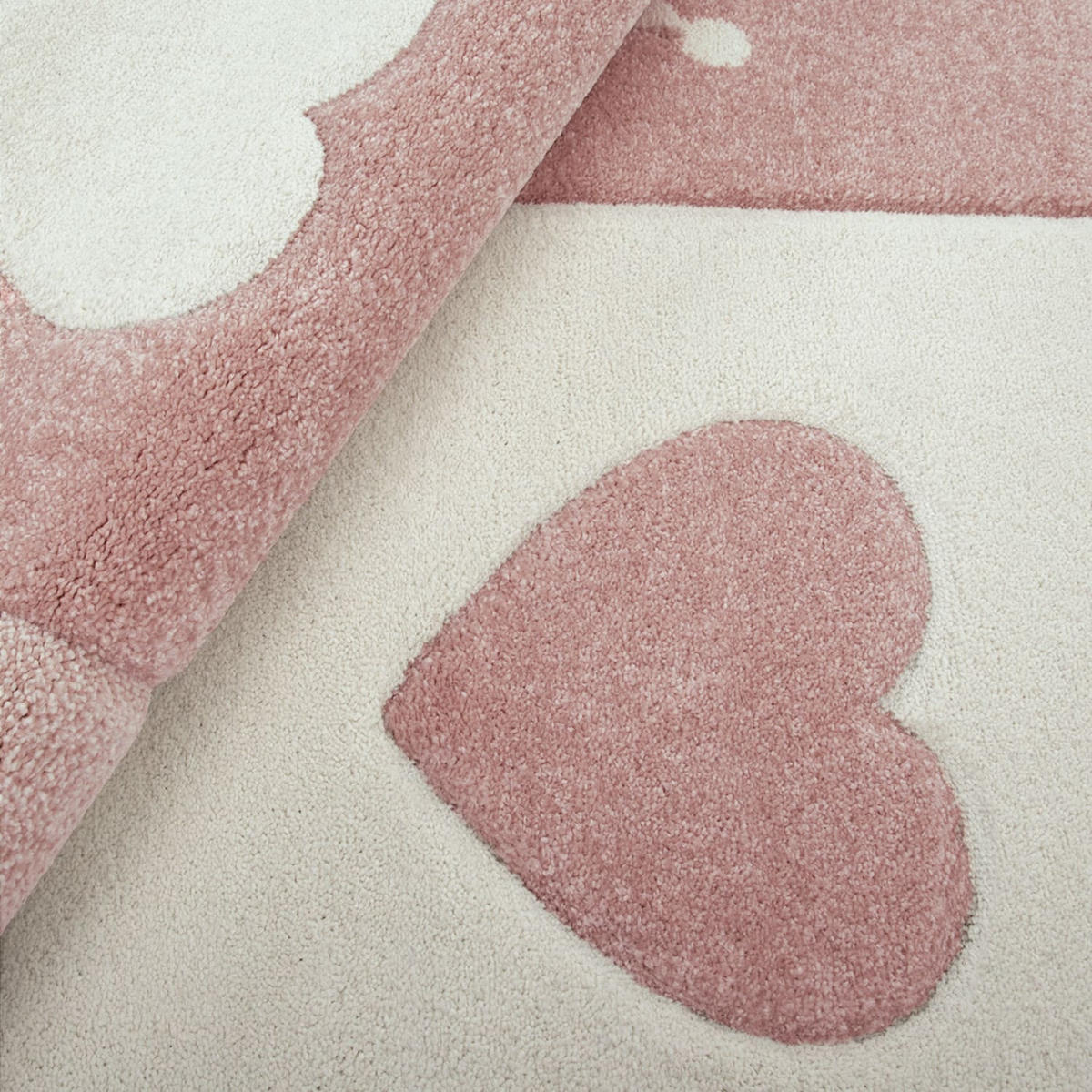 KINDERTEPPICH Herz‑Kronen‑Patchwork‑Muster Kinderzimmer schmutzabweisend Pink Rechteckig 160x230 - Rosa, Textil (160/230cm) - KADIMA DESIGN