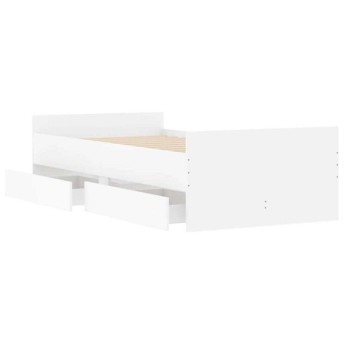 BETTGESTELL Mit Schubladen Weiss 90/200 Cm - Weiß, Holzwerkstoff (90/200cm) - vidaXL