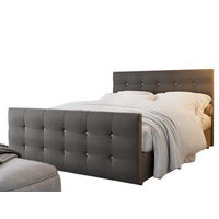BOXBETT KLEO 200x200, mit Matratze H3, Bonell und Topper, Madryt 195 - Grau, Holz/Kunststoff (200/200cm) - Bedante