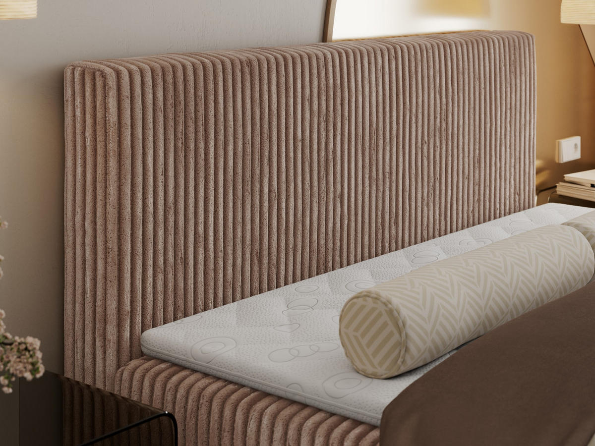 BOXBETT TILIANO 160/200 - Braun Cord - H3 - Braun, Textil (160/200cm)