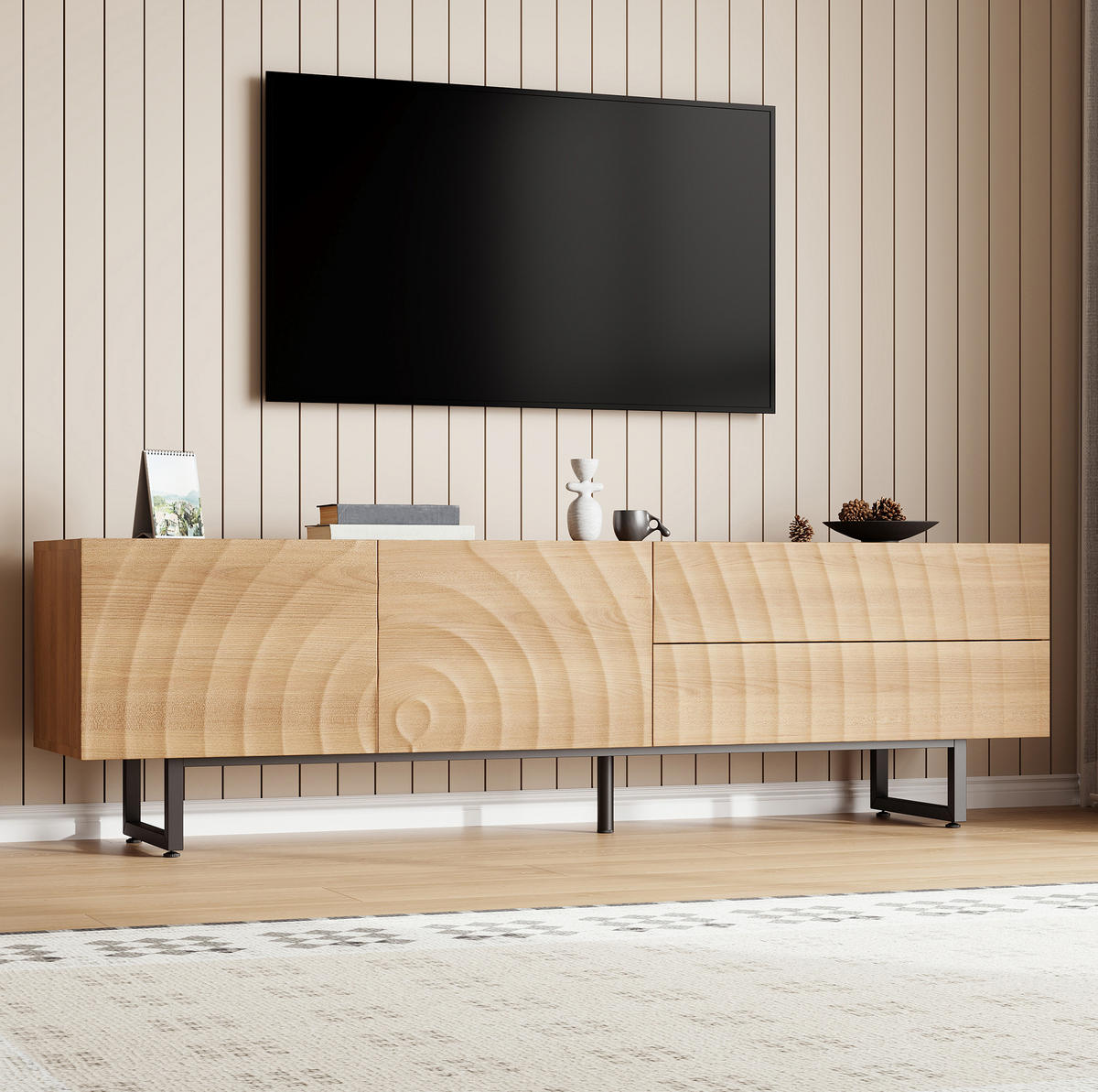 TV-SCHRANK mit Kabeldurchführung 180 x 38 x 51,5 cm Holzoptik Natural - Braun, Holzwerkstoff (38/51.5/180cm) - Beauniv