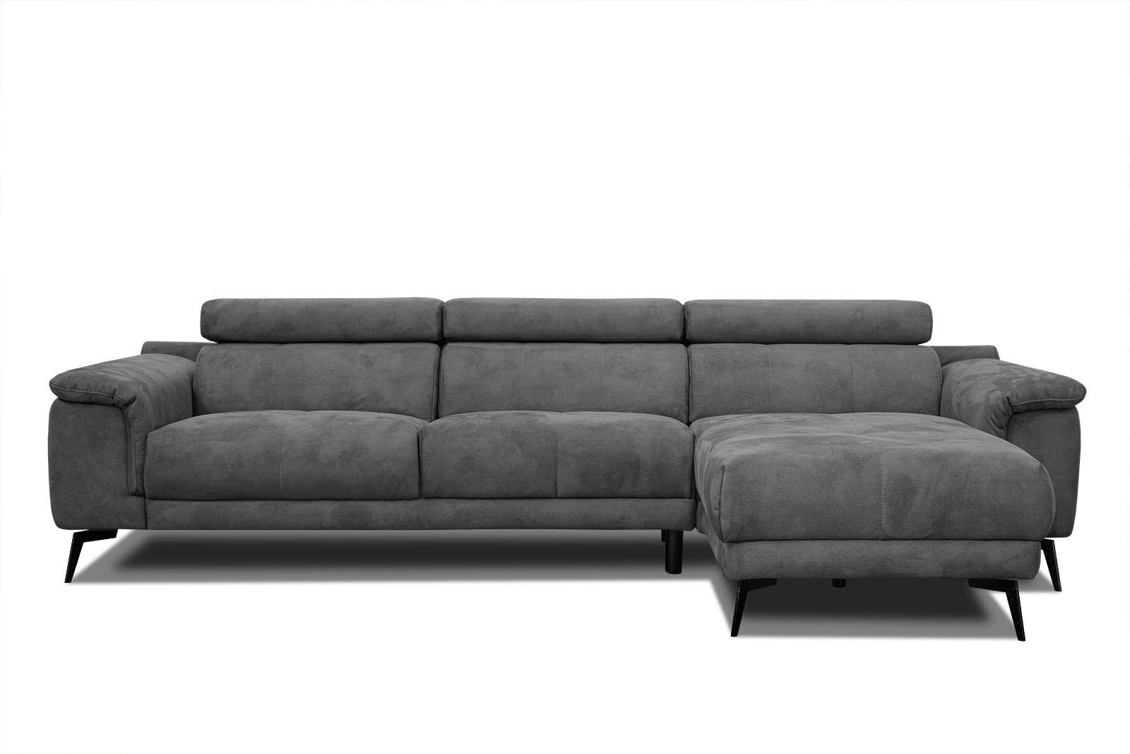 ECKSOFA FIERO 4-Sitzer, dunkelgrau - Dunkelgrau/Schwarz, Holzwerkstoff/Textil (288/170cm) - Courtois Laville