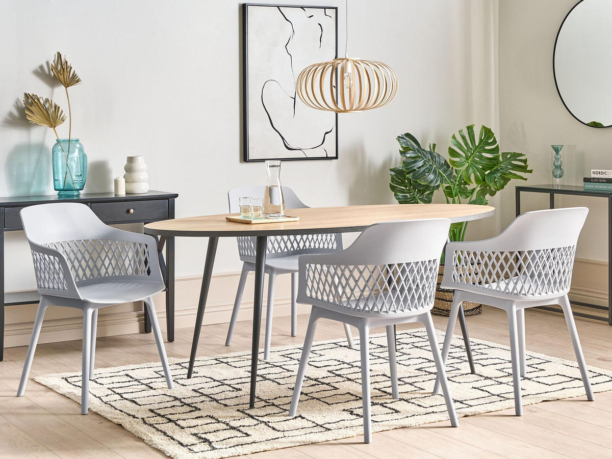 ESSZIMMERSTUHL 2er-Set Kunststoff Grau Almira - Grau, Kunststoff (54/84/50cm) - Beliani