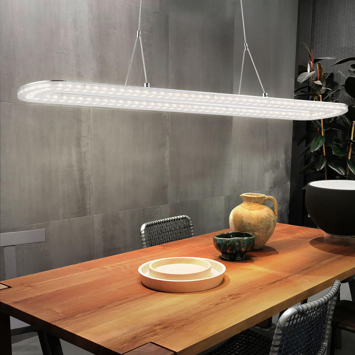 LED HÄNGELEUCHTE AREG Silber Acryl - Silberfarben, Metall (80/15/120cm) - Globo Lighting