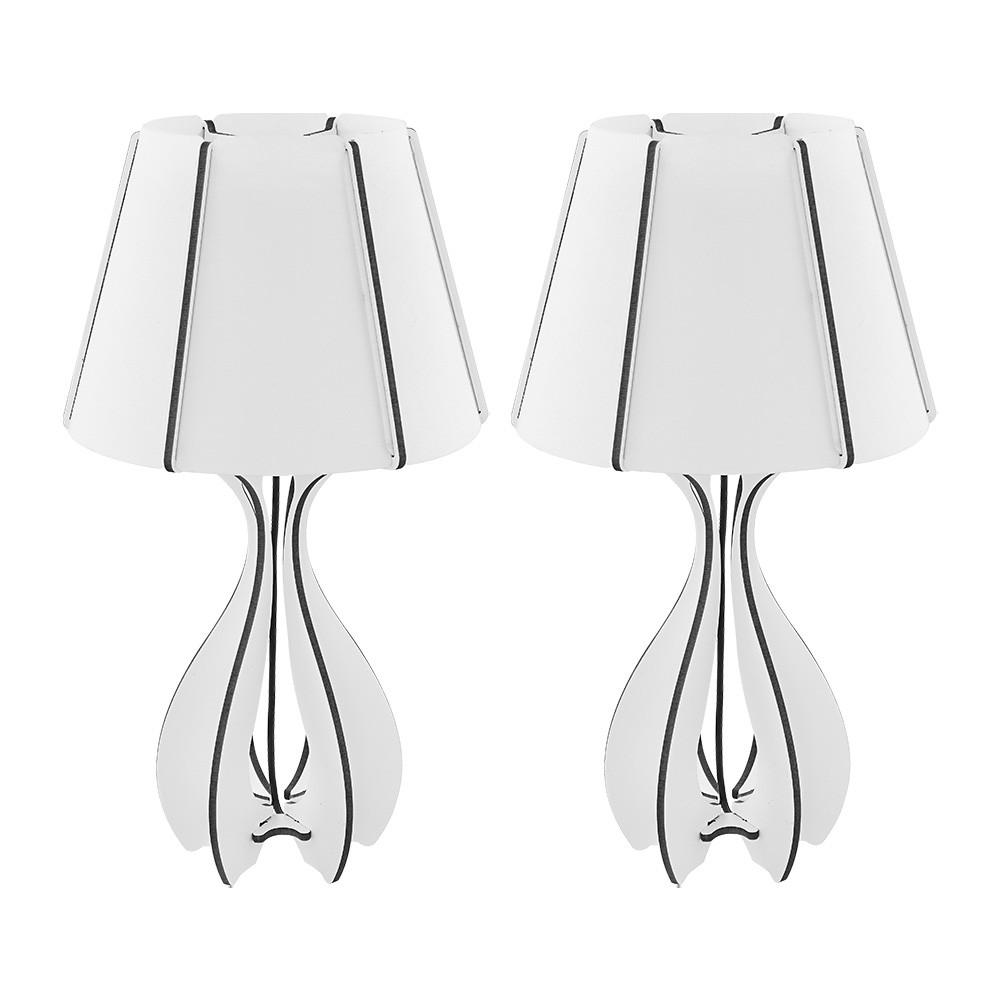 LED TISCHLAMPE Lignano Weiß Braun - Weiß, Textil (24/24/46cm) - Globo Lighting