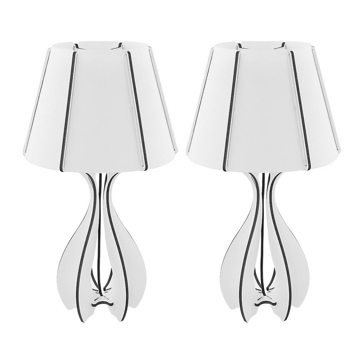 LED TISCHLAMPE Lignano Weiß Braun - Weiß, Textil (24/24/46cm) - Globo Lighting