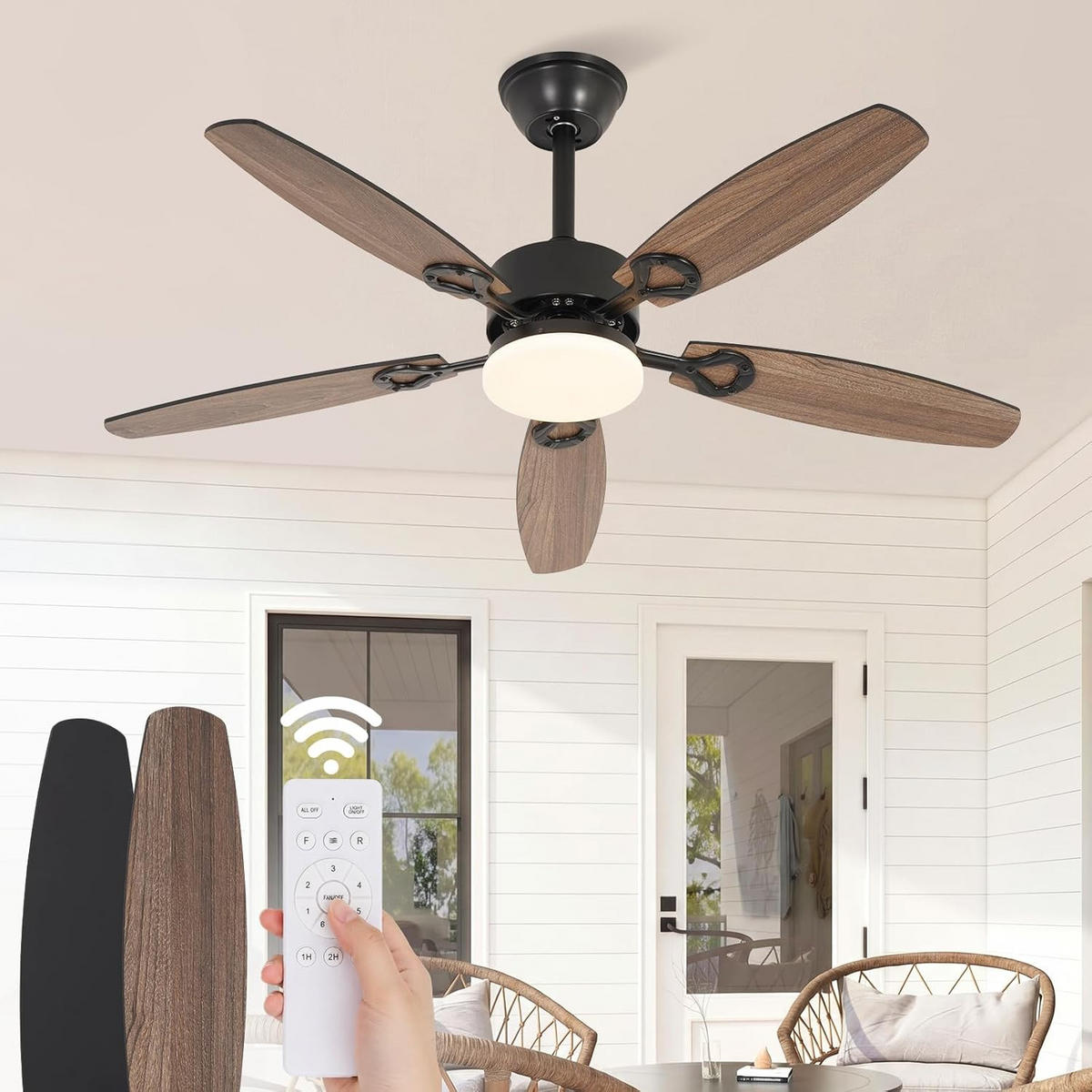 DECKENVENTILATOR mit Beleuchtung Ularen 112/15/40 cm - Schwarz, Metall (112/15/40cm) - ZMH