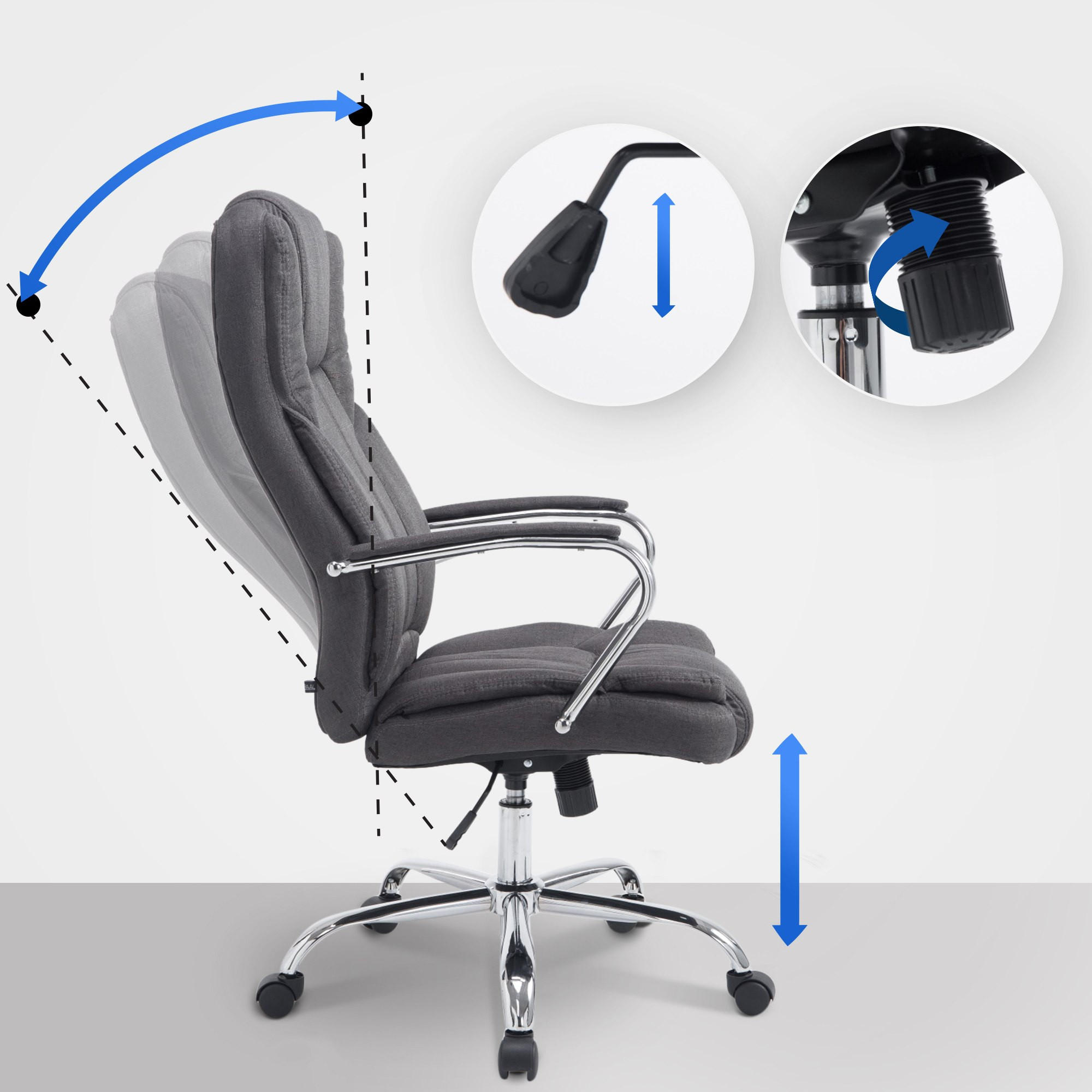 Thumbnail - CLP Chefsessel, Dunkelgrau, Textil, 62x115x70 cm, Arbeitszimmer, Bürostühle, Chefsessel