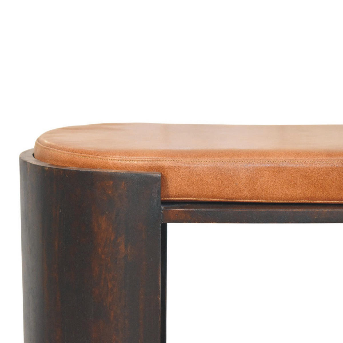 LAVICA s povrchovou úpravou Velvet Mocha, 1 otvorená polica, poťah z pravej kože, tmavohnedá - hnedá/tmavohnedá, koža/drevo (90/44/35cm) - Artisan Furniture