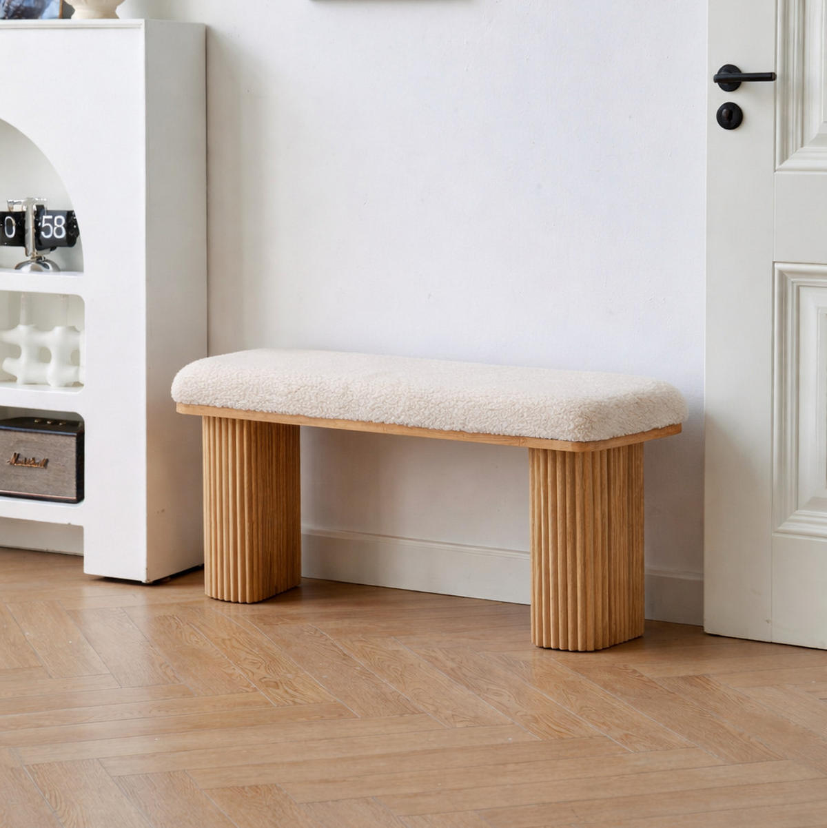 SITZBANK Holz Beige - Beige, Holz (100/46/35cm) - Nordlys