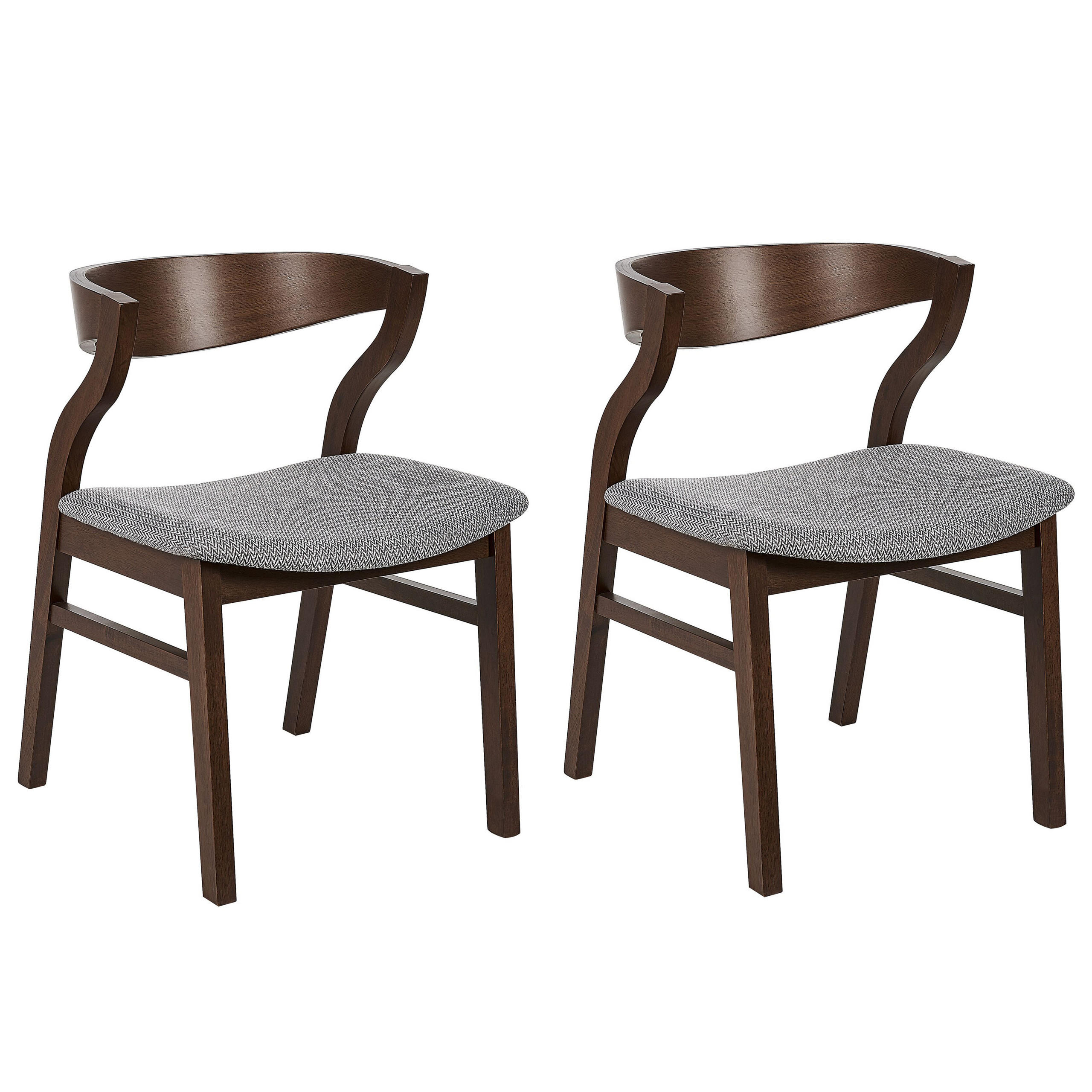 ESSZIMMERSTUHL 2er-Set Holzwerkstoff Dunkler Holzfarbton Maroa - Dunkelbraun, Holz/Textil (51/72/46cm) - Beliani