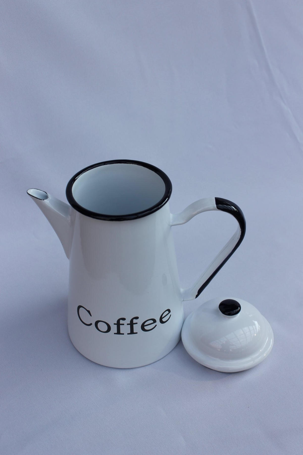 KAFFEEKANNE 578TB Coffee emailliert 22cm Wasserkanne Kanne Emaille Nostalgie Teekanne - Weiß, Metall (1.2L) - DanDiBo