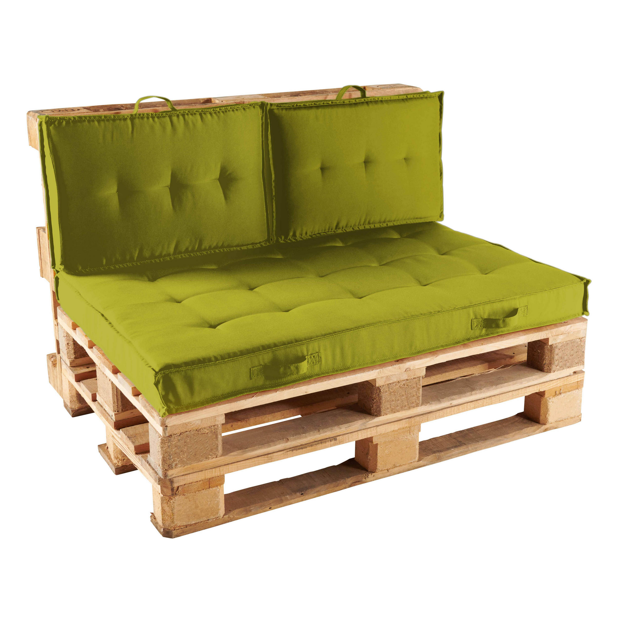 GARTEN-LOUNGESOFA aus Paletten, inkl. Sitzkissen, Grün - Grün, Holz (60/80/60cm) - Oviala