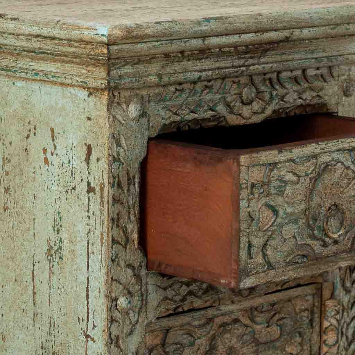 KOMMODE aus Holz, blau, 45x40x100cm - Blau, Holz (45/100/40cm) - Wanderlust