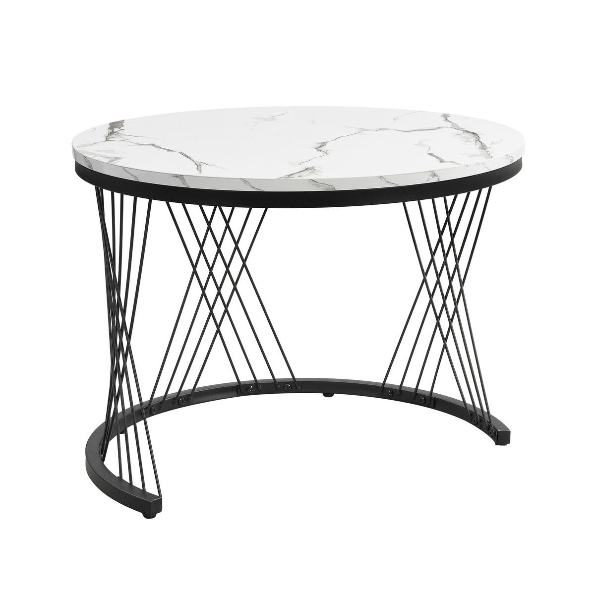COUCHTISCH-SET 60/60/46 & 50/50/31 cm in Weiß mit Schubladen und Marmoroptik - Weiß, Holzwerkstoff (60/60/46cm) - Flora Grace