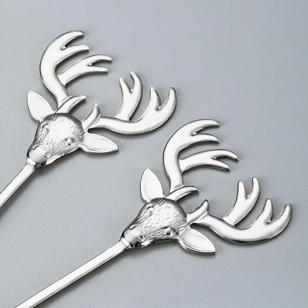 KUCHENGABELN 12-teiliges Set Rentier Edelstahl 14 cm - Silberfarben, Metall