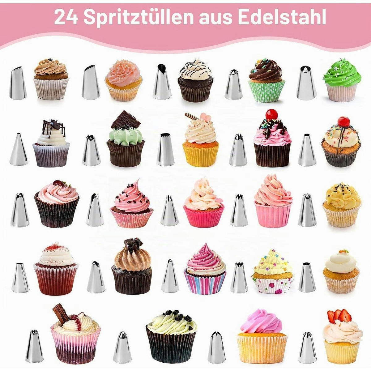 SPRITZBEUTEL Set 36-teilig mit Edelstahl-Tüllen - Multicolor, Metall (17.5/3/31cm)