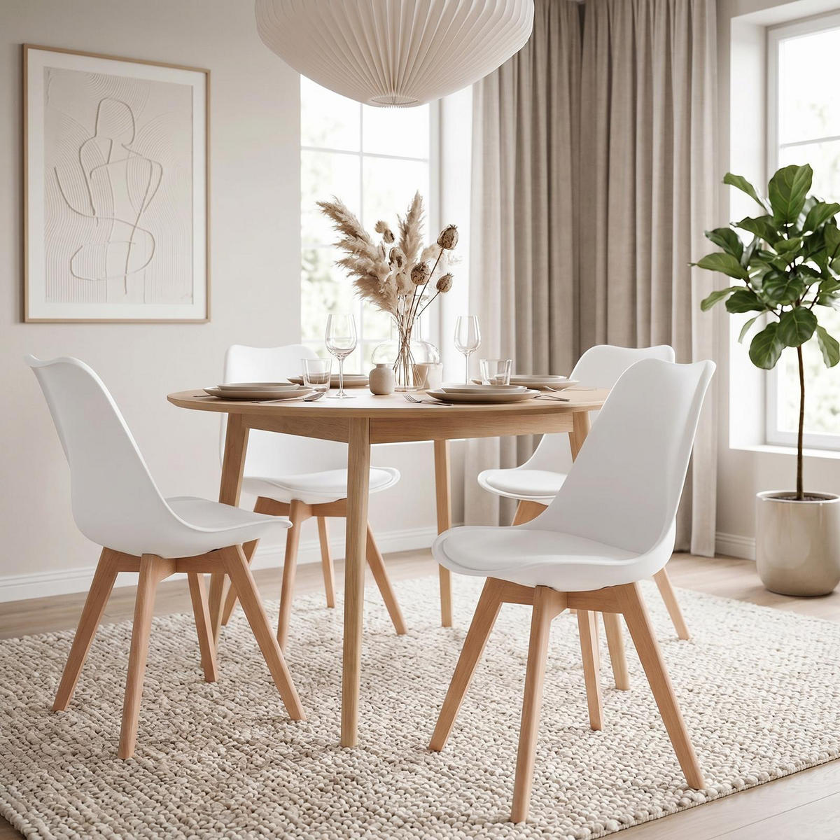 ESSZIMMERSTÜHLE ABBY 4er-Set weiß - Weiß, Holz (49/82/53cm) - IDIMEX
