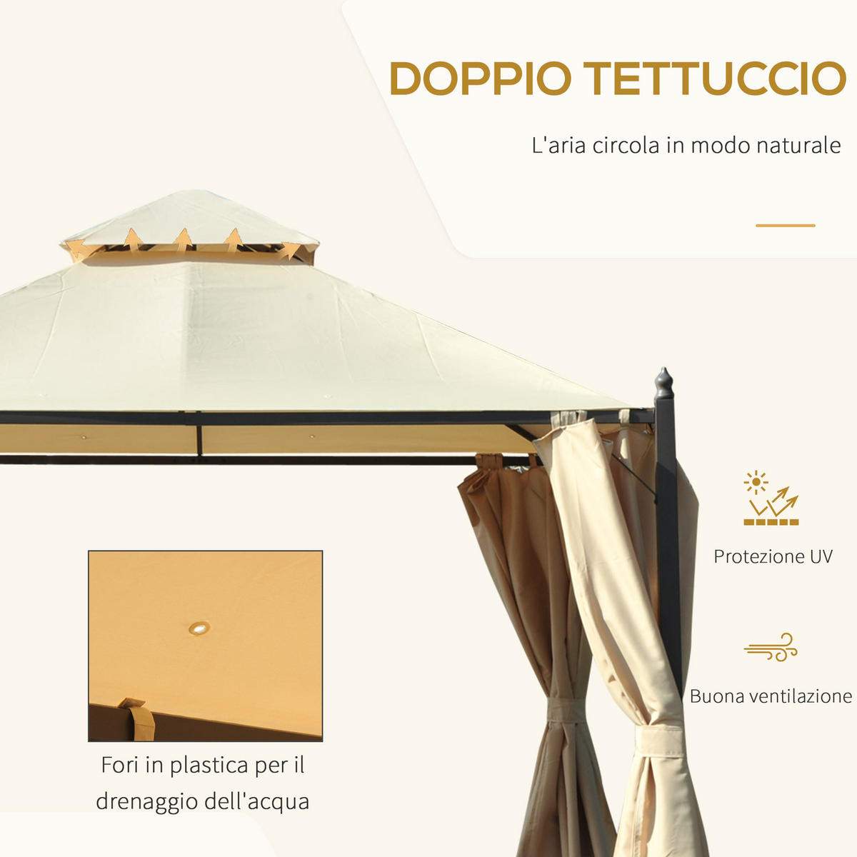 PAVILLON Beige 1 Stück - Beige, Naturmaterialien (300/275/300cm) - GiPP