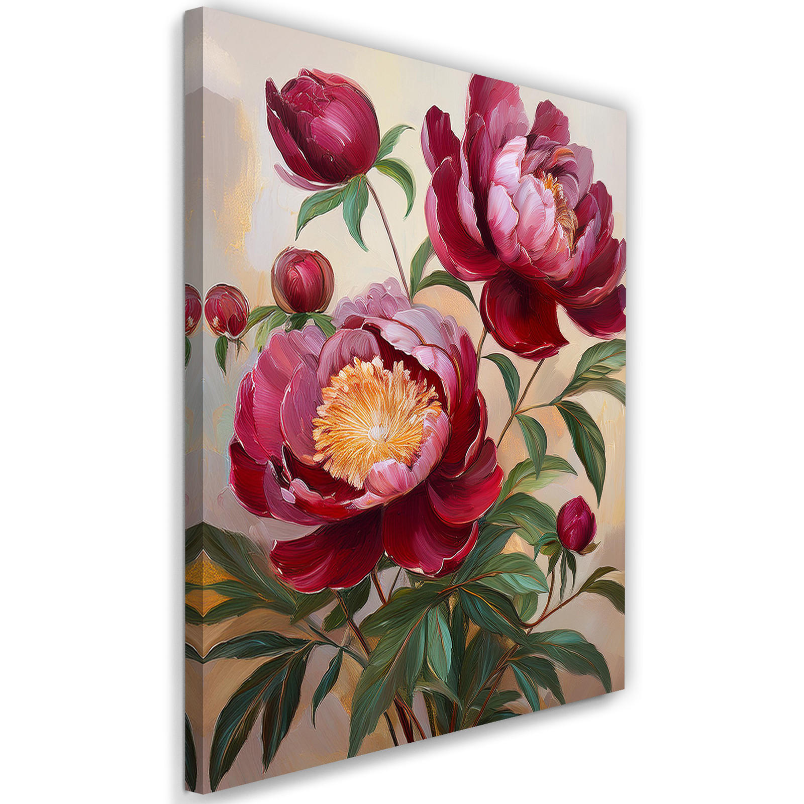 WANDBILD rote burgunderfarbene pfingstrosenblüte - Rot, Textil (40/60cm) - Feeby