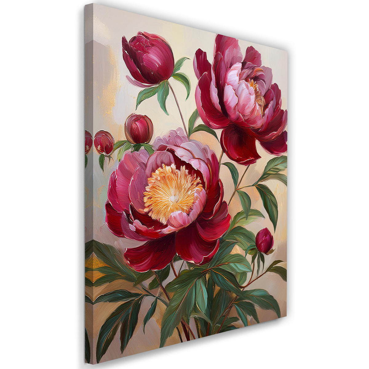 WANDBILD rote burgunderfarbene pfingstrosenblüte - Rot, Textil (40/60cm) - Feeby