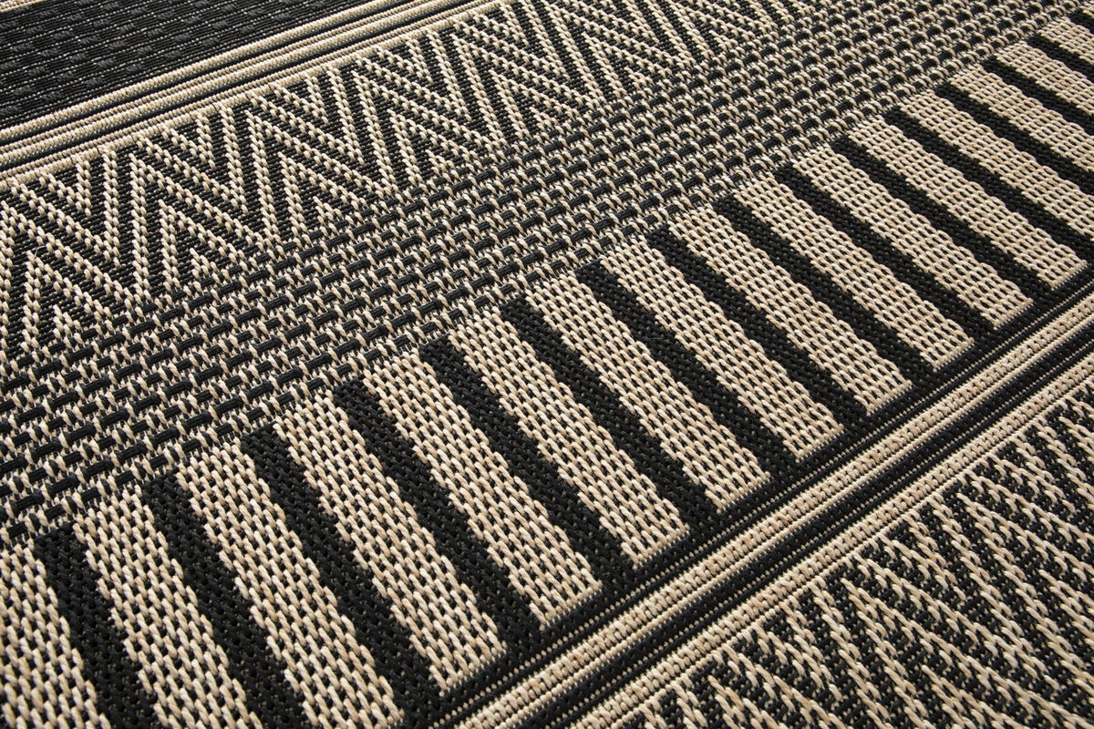 TEPPICH Indoor Outdoor Ethno-Stil schwarz - Schwarz, Textil (120/170cm) - AFK Living