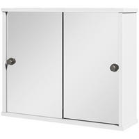 SPIEGELSCHRANK mit verstellbarem Einlegeboden und Doppel Schiebetür für Badezimmer Waschbecken,55x15x45cm Hochglanz Weiß - Weiß, Glas (55/45/15cm) - Vallsero