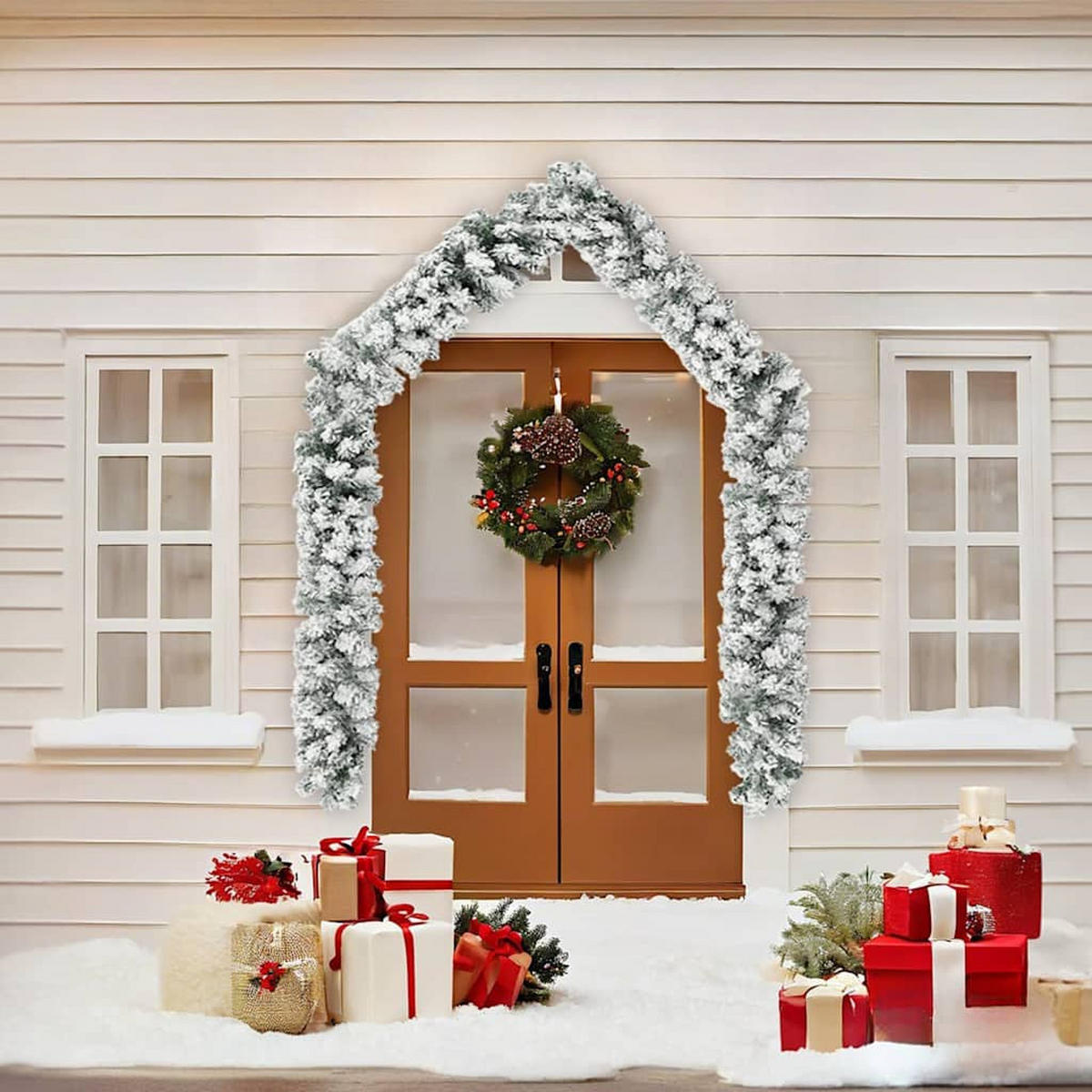 WEIHNACHTSGIRLANDE Mit Schnee Grün 5 M Pvc - Grün, Kunststoff (500cm) - vidaXL