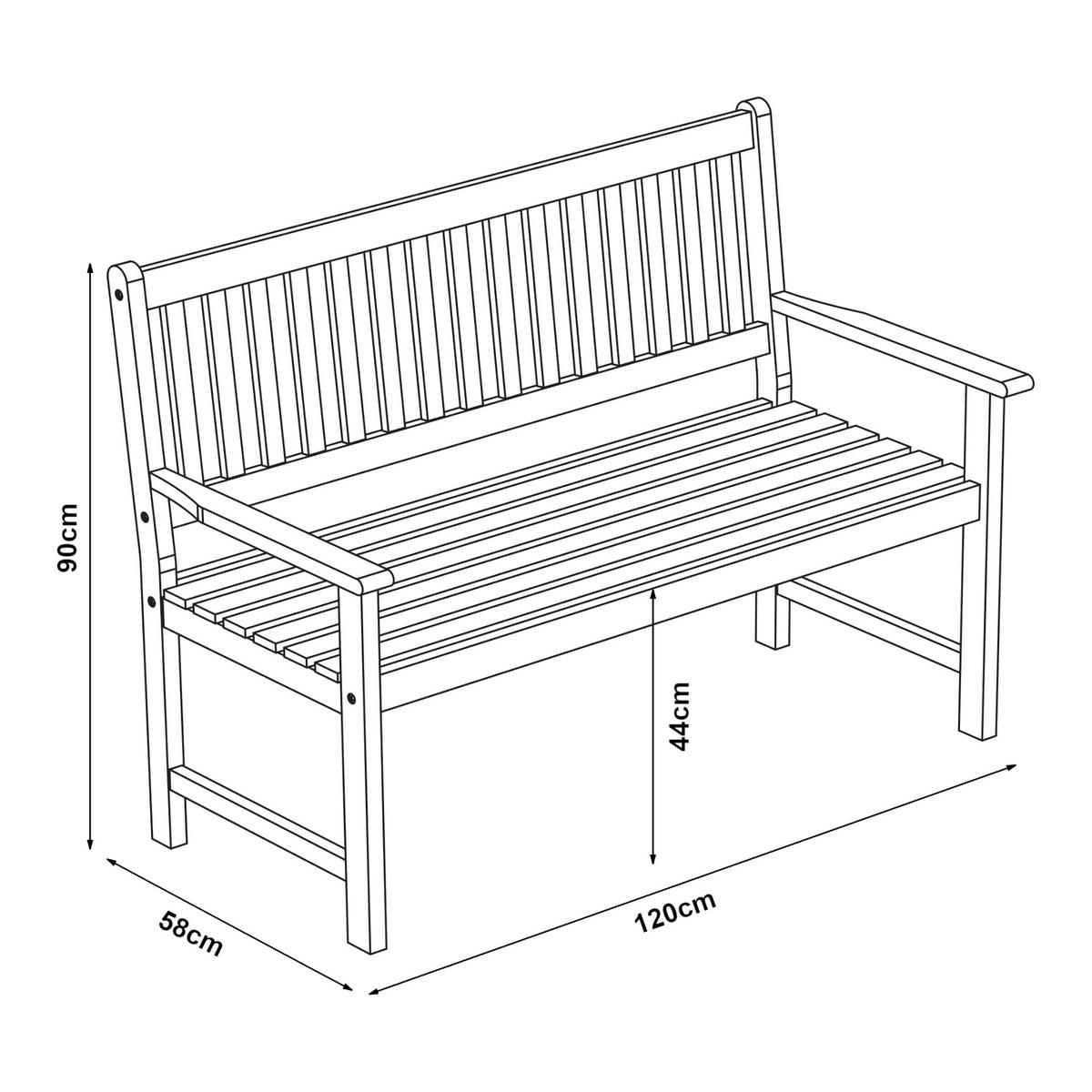GARTENBANK Canzano - Eukalyptusholzfarben, Holz (120/90/58cm) - casa.pro