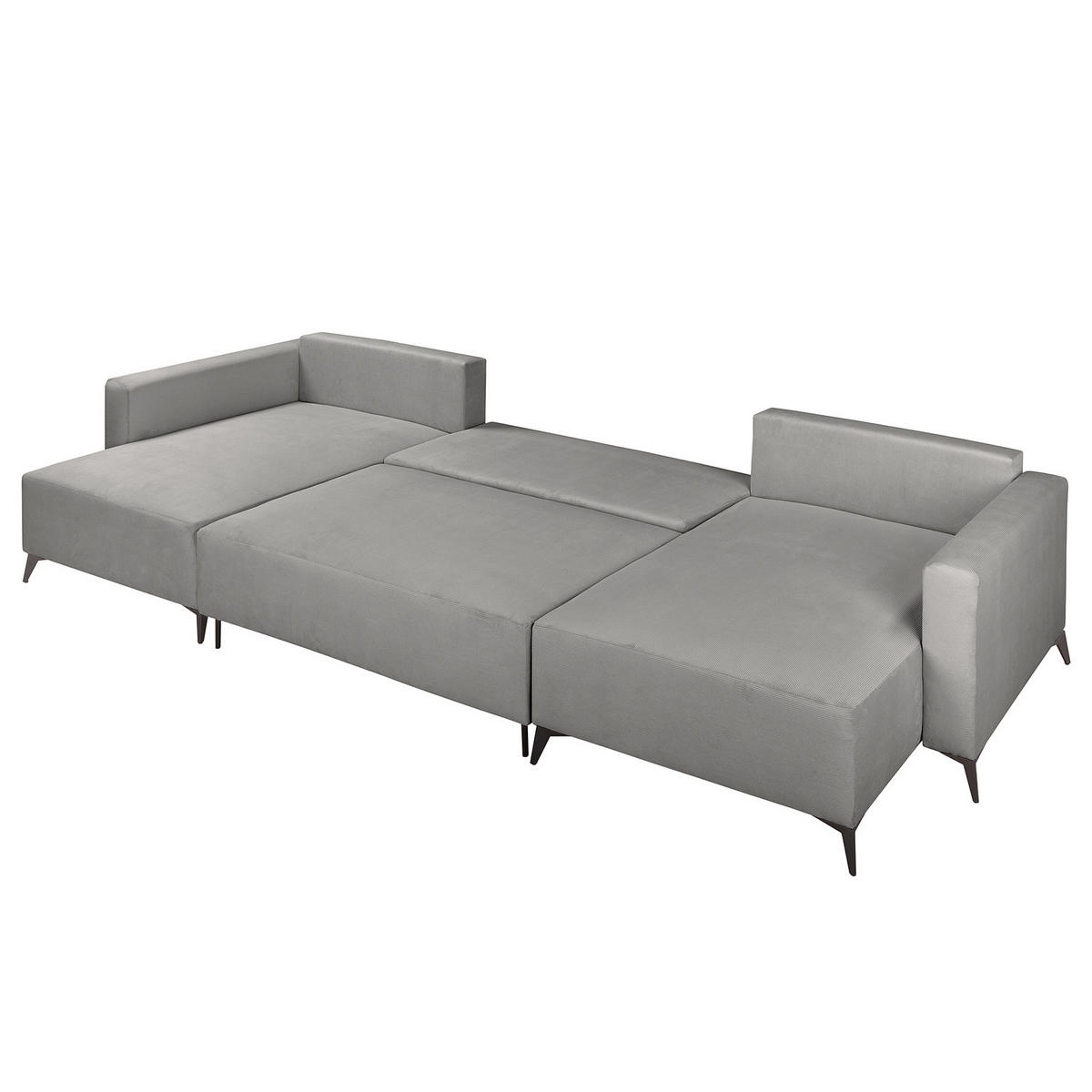 WOHNLANDSCHAFT - Schwarz/Grau, Textil (382/81/148cm) - home24